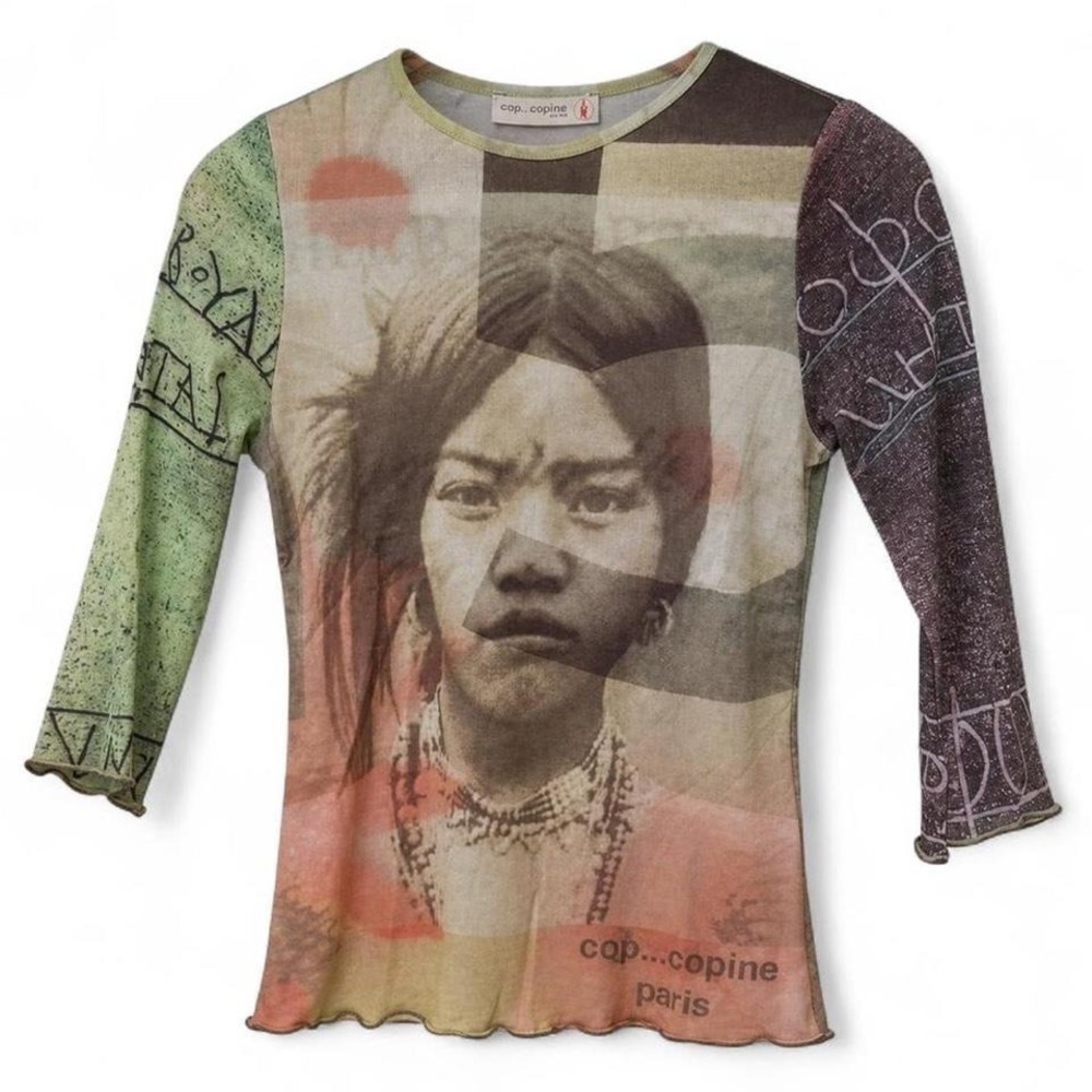 Cop Copine Multicoloured graphic print top with 3/4 sleeves